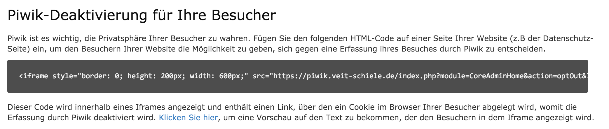 Matomo Administration Privatsphäre Deaktivierung für eure Besucher*innen