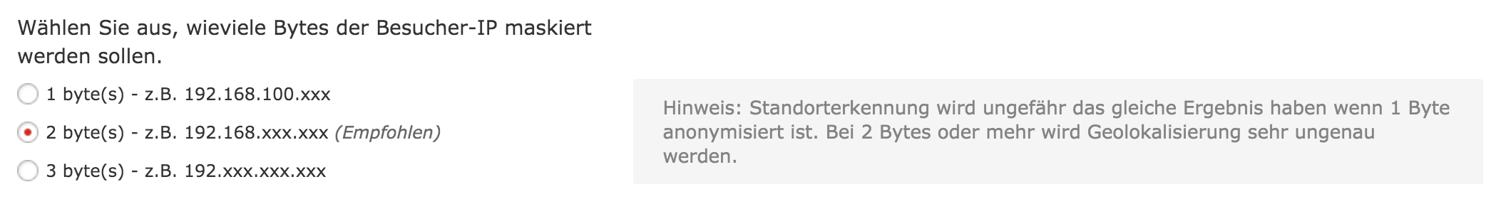 Matomo Administration Privatsphäre IP-Anonymisierung